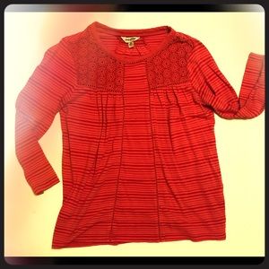 Lucky Brand Eyelet Detail Coral Top Medium